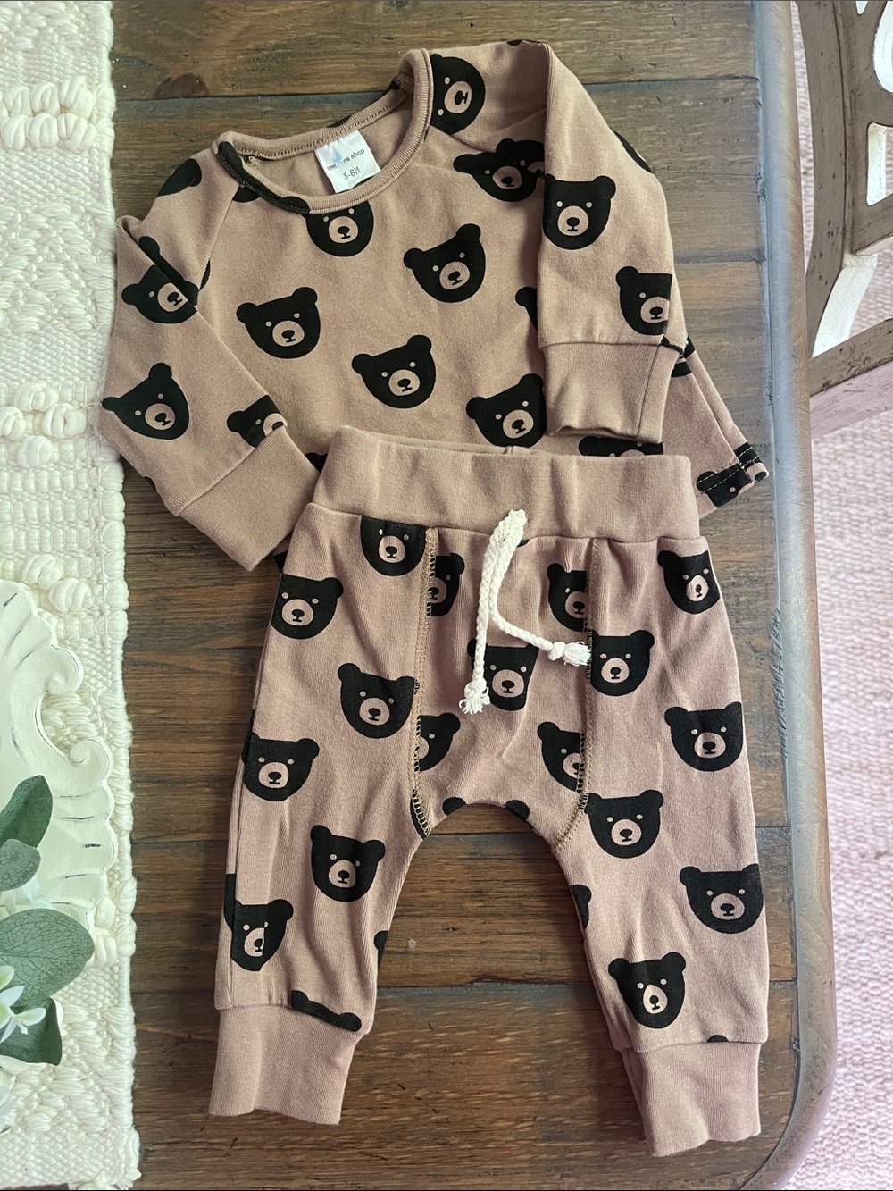Little One Shop Bear Print Matching Set